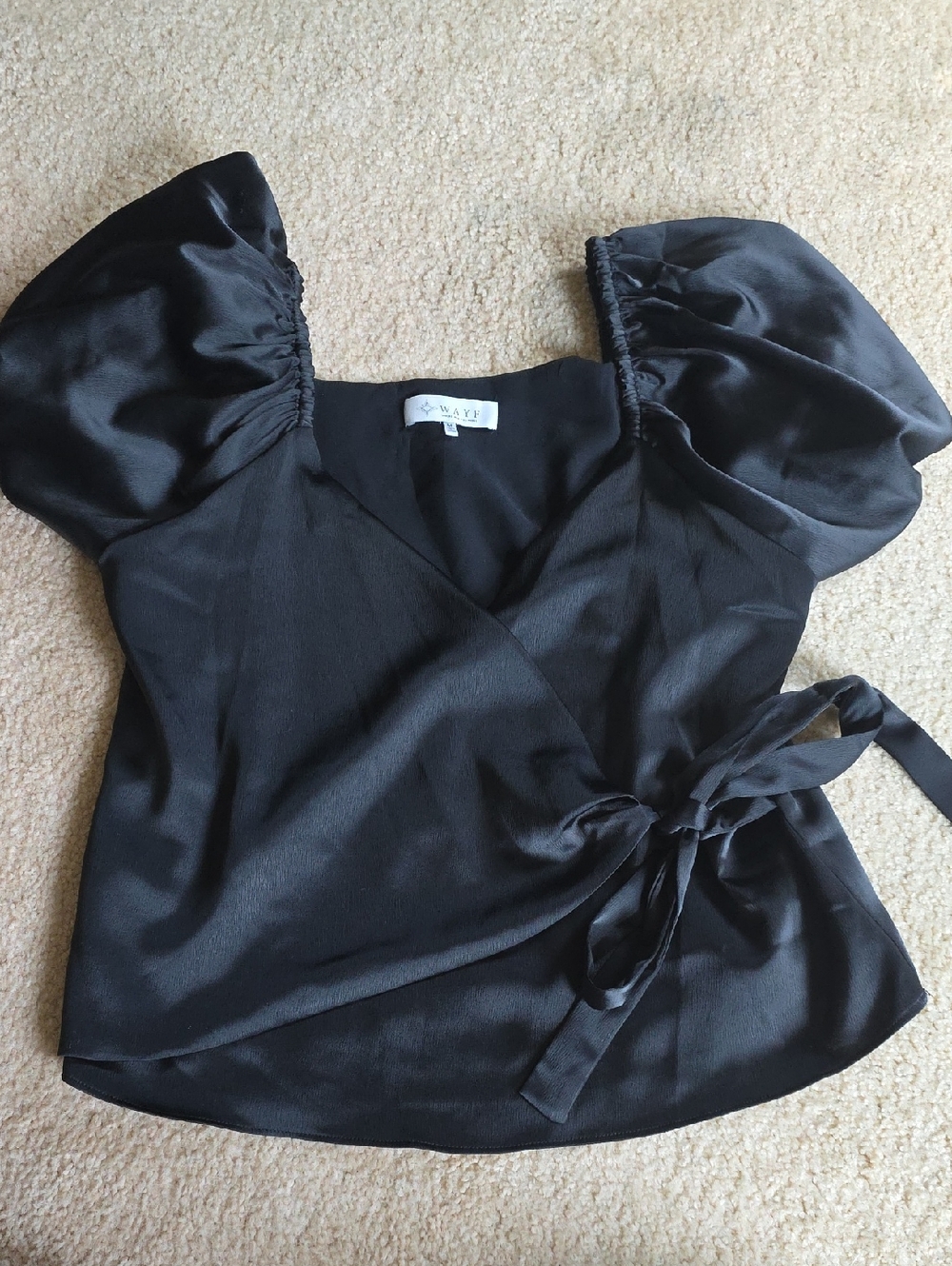 Wayf Black Satin Top
